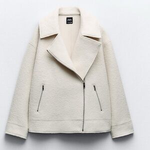 NWOT Zara Boucle Biker beige jacket